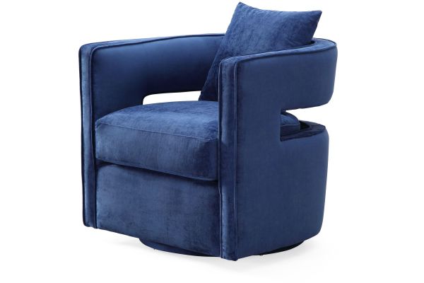 Kennedy Navy Textured Velvet Swivel Chair
