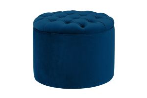 Queen Navy Velvet Storage Ottoman thumbnail