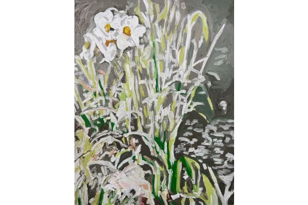 “White Daffodils in Direct Sunlight” by Kaysi Grimes