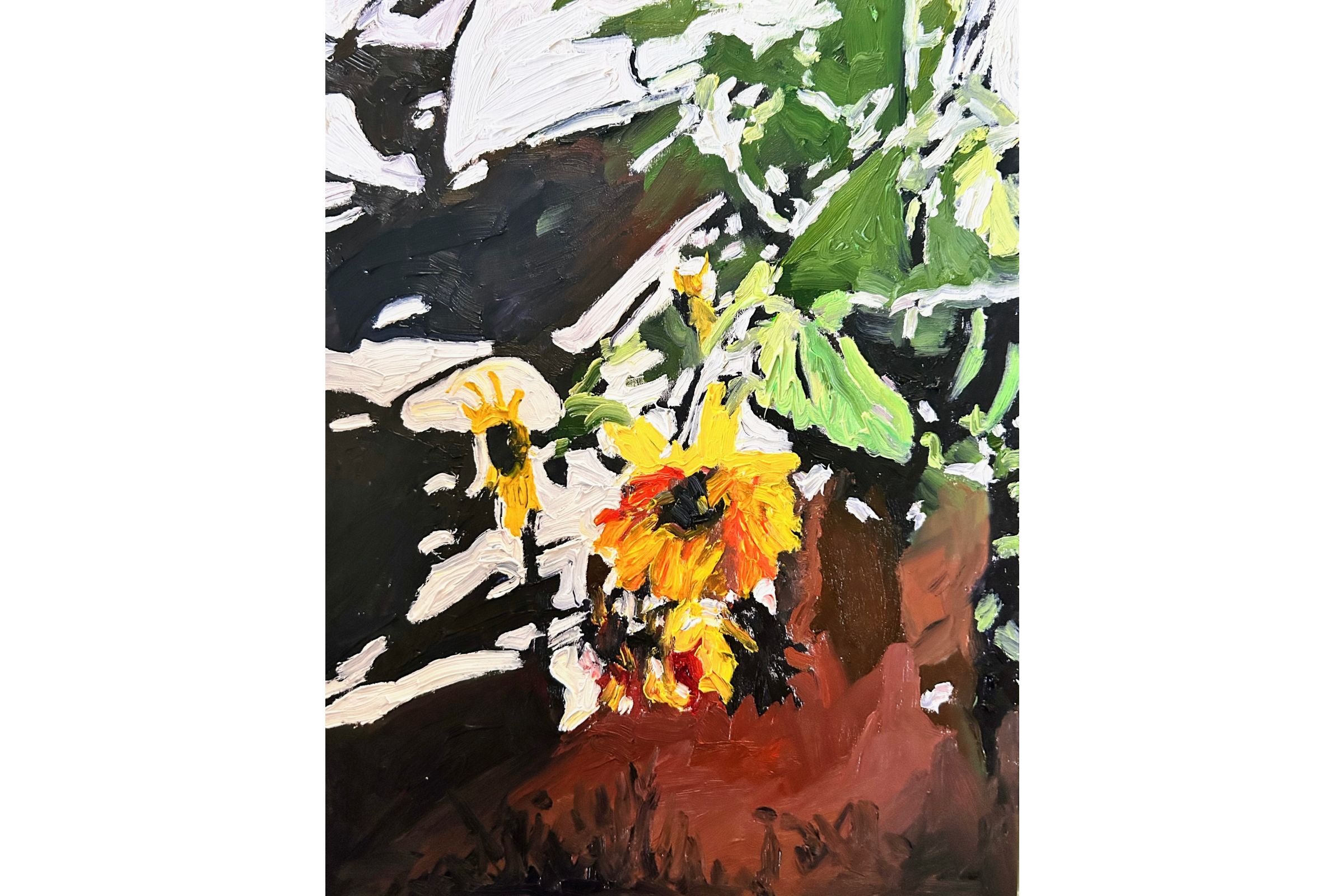 “Sunflowers at night on Mitchell St.” by Kaysi Grimes