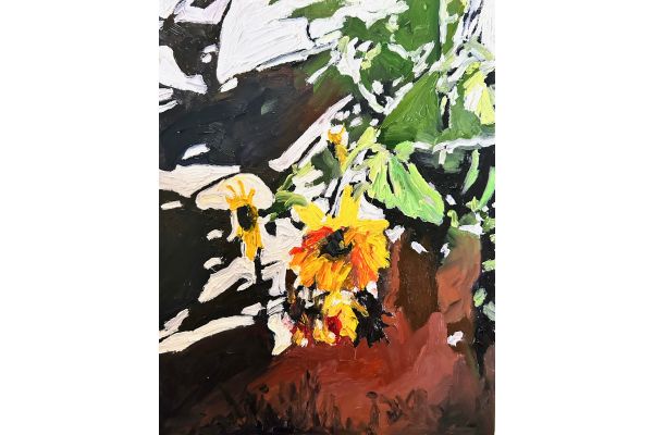 “Sunflowers at night on Mitchell St.” by Kaysi Grimes