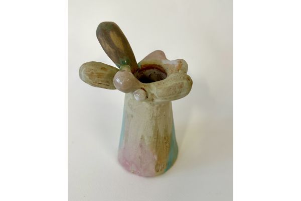 Pink & Green Bud Vase by Lisa Farris