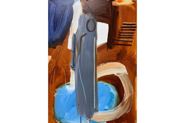 Figure emerging from ancient lake by Liz Davis