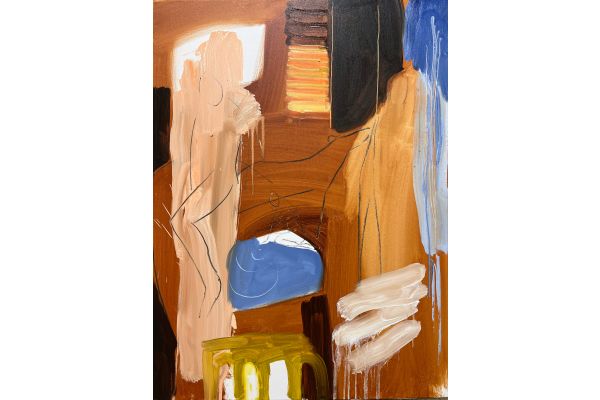 Dipping into ancient waters / louvered window by Liz Davis