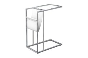 Monarch Specialties I 3034 - Tempered Glass Side Table with Magazine Holder thumbnail