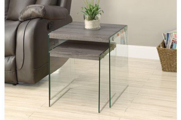 Monarch Specialties I 3053 - Glass Nesting Tables (Set of 2)