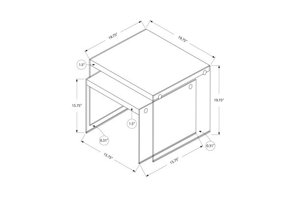 Monarch Specialties I 3053 - Glass Nesting Tables (Set of 2)