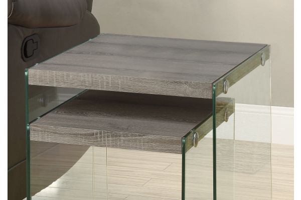 Monarch Specialties I 3053 - Glass Nesting Tables (Set of 2)