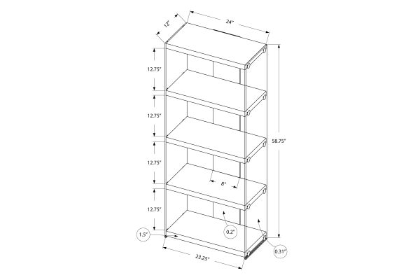 Monarch Specialties I 3060 - Glass Bookcase