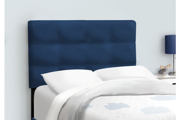 Monarch Specialties I 5918T - Twin Size Blue Upholstered Bed Frame