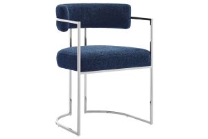 Huron Curved Back Fabric and Metal Dining Accent Chair by Modway thumbnail