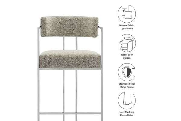 Huron Curved Back Fabric and Metal Counter Stool by Modway