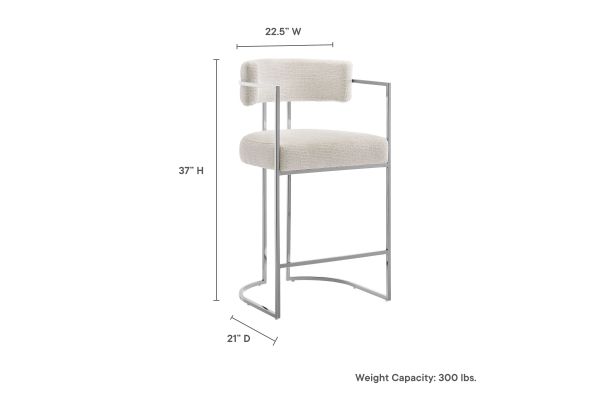 Huron Curved Back Fabric and Metal Counter Stool by Modway
