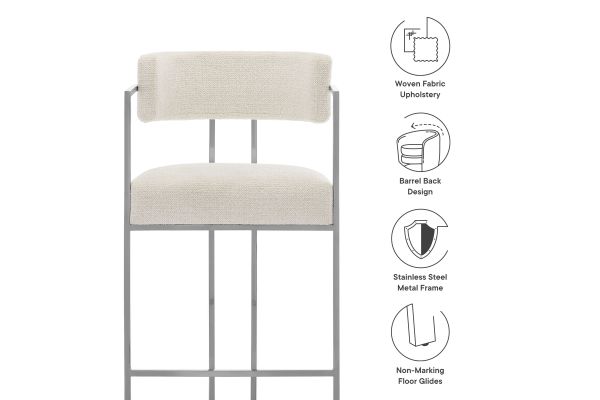 Huron Curved Back Fabric and Metal Counter Stool by Modway