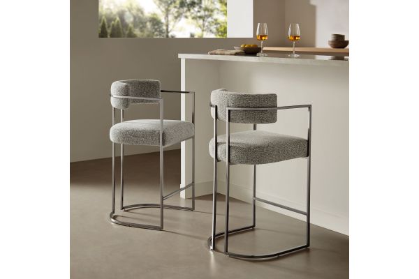 Huron Curved Back Fabric and Metal Counter Stool by Modway