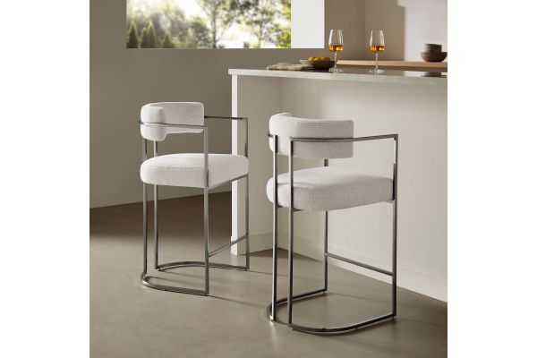 Huron Curved Back Fabric and Metal Counter Stool by Modway