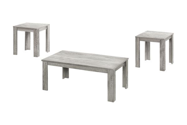Monarch Specialties I 7860P - Three Piece Grey Table Set