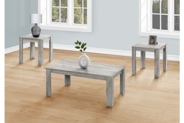 Monarch Specialties I 7860P - Three Piece Grey Table Set