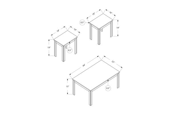 Monarch Specialties I 7860P - Three Piece Grey Table Set