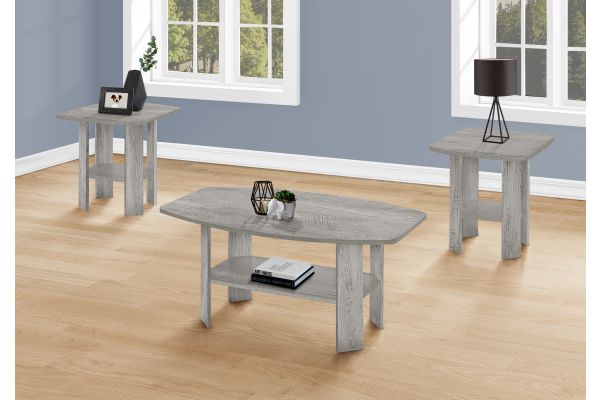 Monarch Specialties I 7870P - Three Piece Grey Table Set