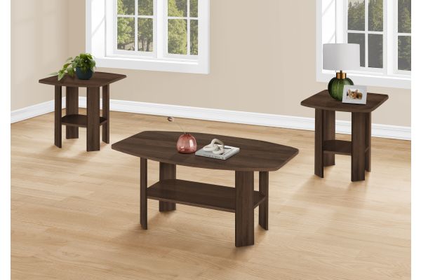Monarch Specialties I 7872P - Three Piece Walnut Table Set
