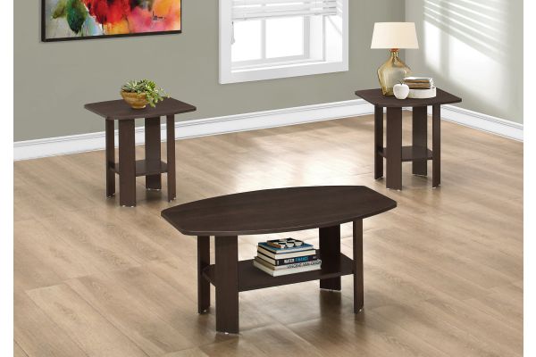Monarch Specialties I 7924P - Three Piece Espresso Table Set