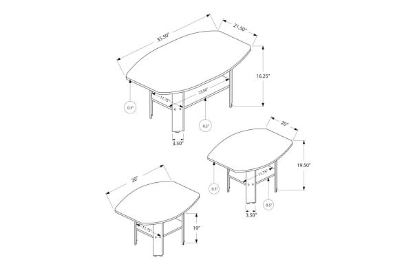 Monarch Specialties I 7924P - Three Piece Espresso Table Set