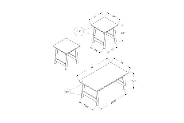 Monarch Specialties I 7930P - Three Piece Espresso Table Set