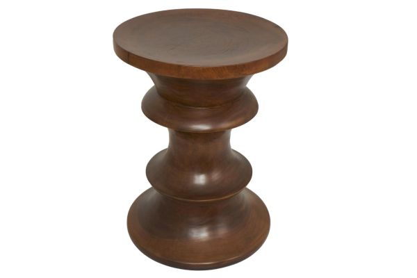 Brown Wood Geometric Handmade Accent Table