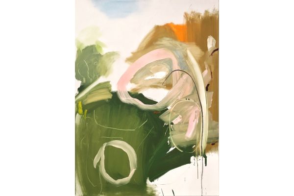 Untitled landscape / pink circles by Liz Davis