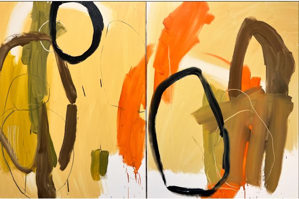 Figures at a sunny cave opening by Liz Davis