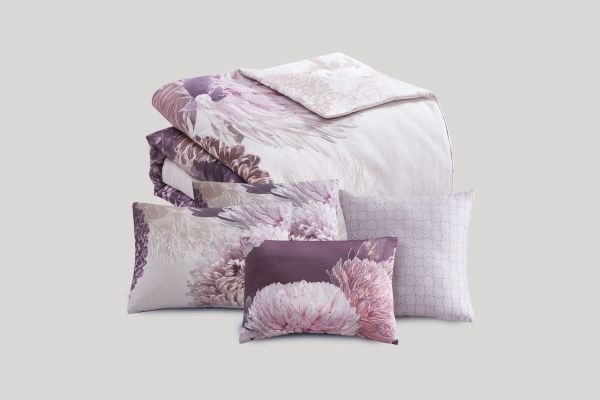 Dahlia Purple 5 Piece 100% Cotton Reversible Comforter Set - Queen