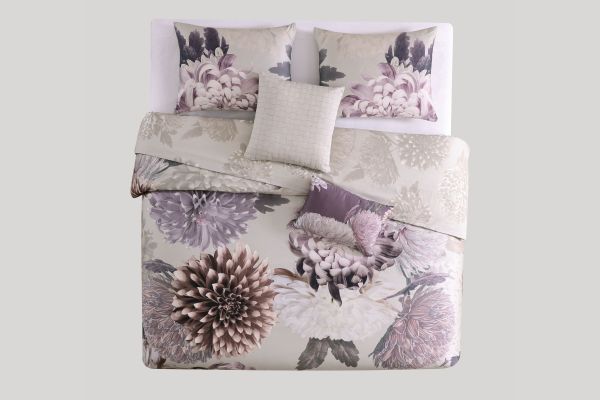 Dahlia Purple 5 Piece 100% Cotton Reversible Comforter Set - King