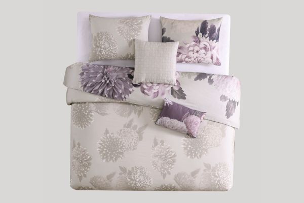 Dahlia Purple 5 Piece 100% Cotton Reversible Comforter Set - King