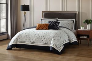 Geometric Black & White 5 Piece 100% Cotton Reversible Comforter Set - Queen thumbnail