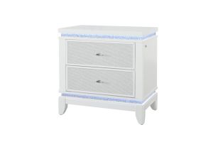 Alina White Nightstand with LED and USB thumbnail