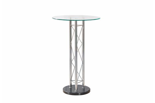 Global Furniture USA Glass Bar Table and Pair of Grey Bar Stools - D208BT+D915BS-GRY