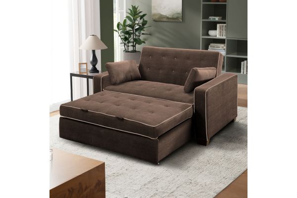 Serta Atherton Full Convertible Loveseat in Java