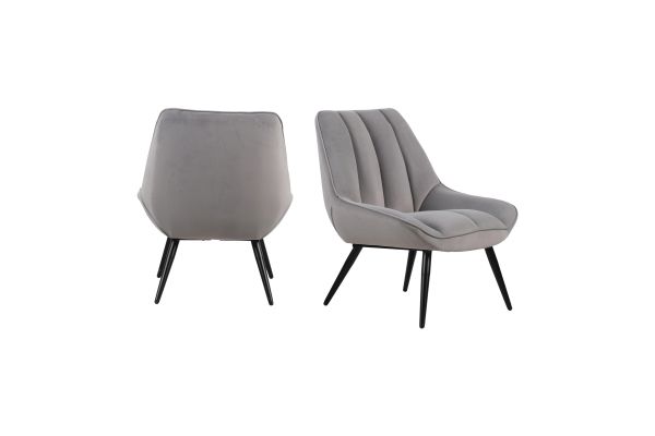 Astrid Velvet Accent Chair (Set of 2) - Gray