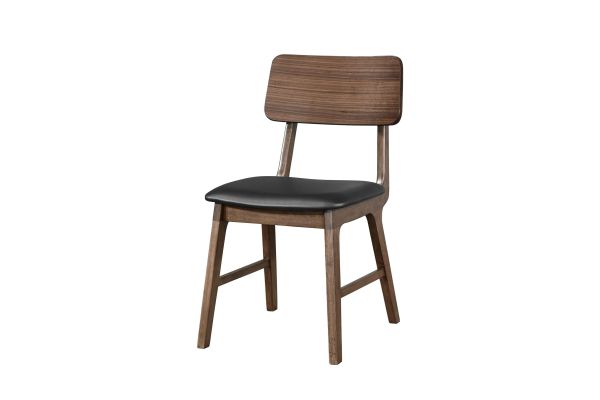 Thea Wood Back Side Chair with Black Seat (Set of 2) - Walnut