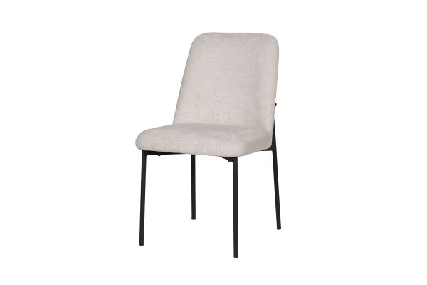 Erik Side Chair with Black Metal Frame (Set of 2) - Beige