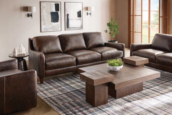 Waco Brown Leather Loveseat