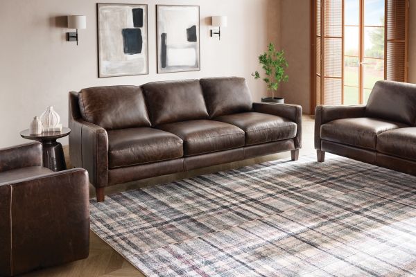 Waco Brown Leather Loveseat