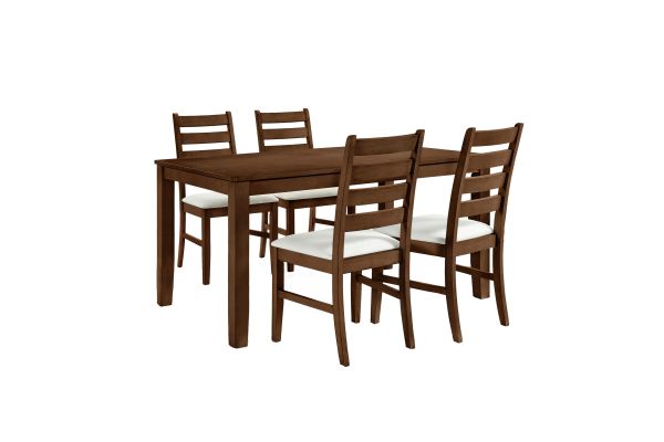 Pascal 5 Piece Rectangle Table Dining Set with 4 Chairs - Walnut