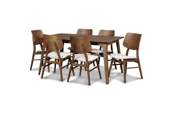 Oscar 7 Piece Rectangle Table Set with 6 Chairs - Walnut