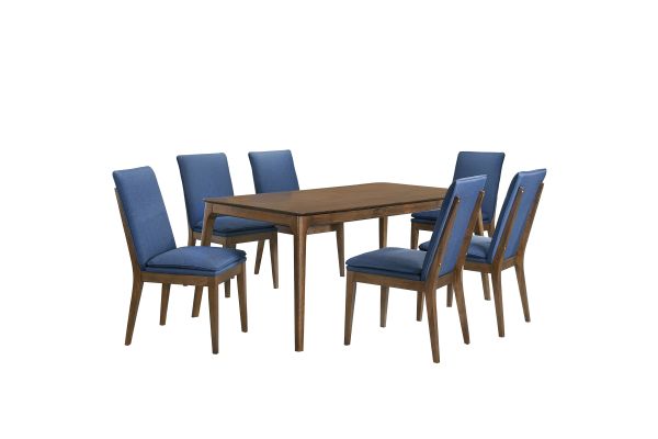 Maggie 7 Piece Dining Table Set with 6 Chairs - Blue