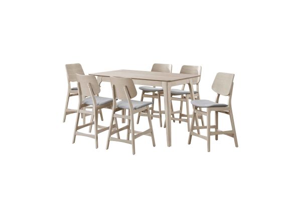 Oscar 7 Piece Counter Table Set - White Ash