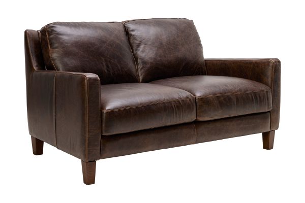 Waco Brown Leather Loveseat