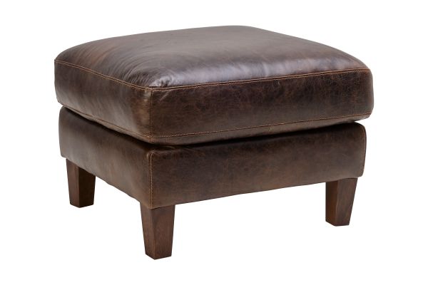 Waco Brown Leather Ottoman