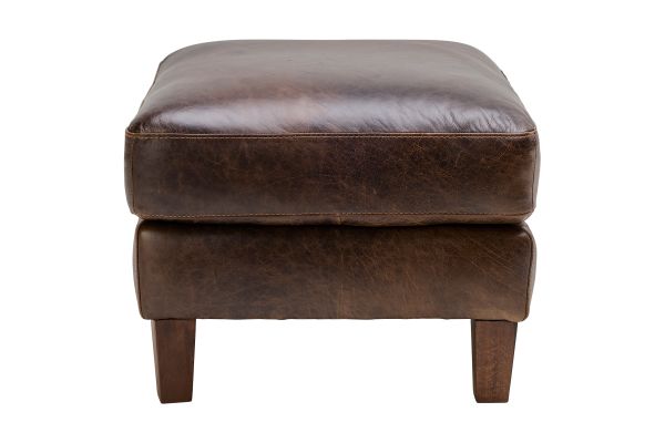 Waco Brown Leather Ottoman